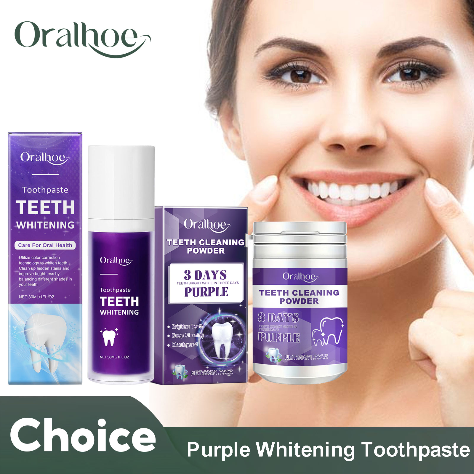 Teeth Whitening Naturally - Correttore viola Dentifricio sbiancante Pulizia profonda