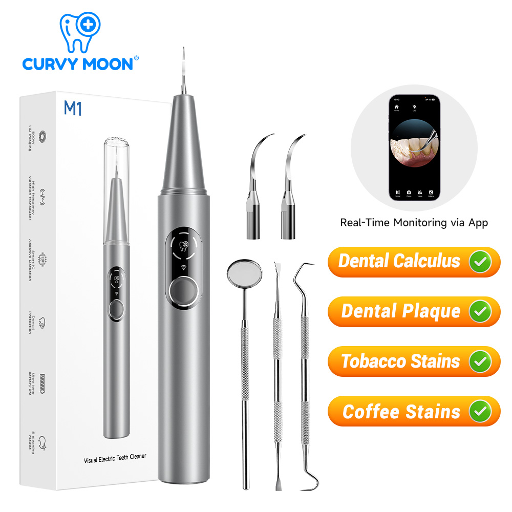 Teeth Whitening And Stain Removal - CURVY MOON Pulitore Dentale Elettrico a