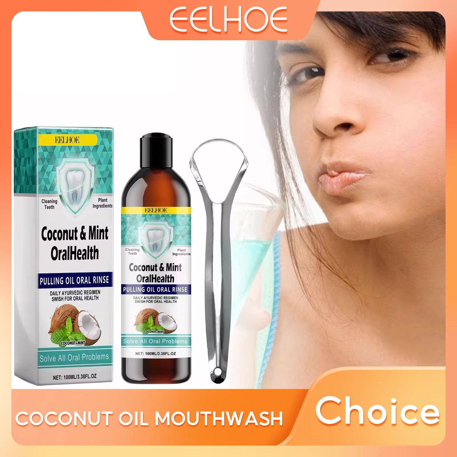 Teeth Whitening Oil Pulling - EELHOE Menta Olio di Cocco Tirando