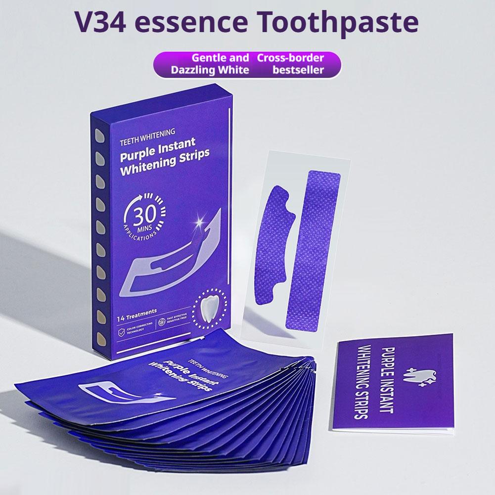 Teeth Whitening At Home Kit - 14/28/42 Strisce Sbiancanti V34 Viola, Kit