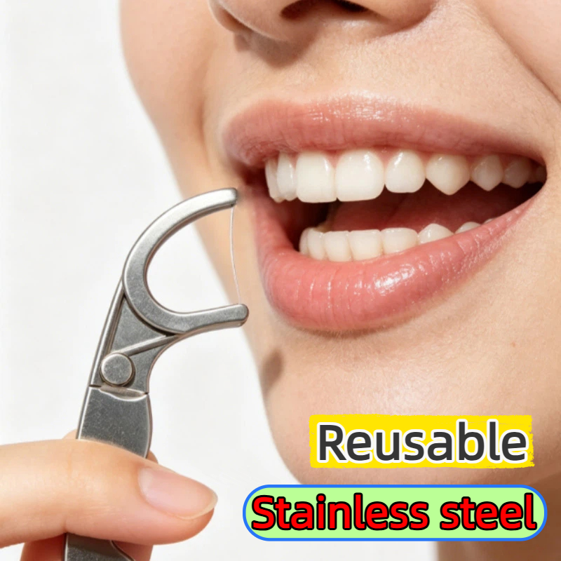 Dental Floss Picks - Filo Interdentale Riutilizzabile in Acciaio Inossidabile,