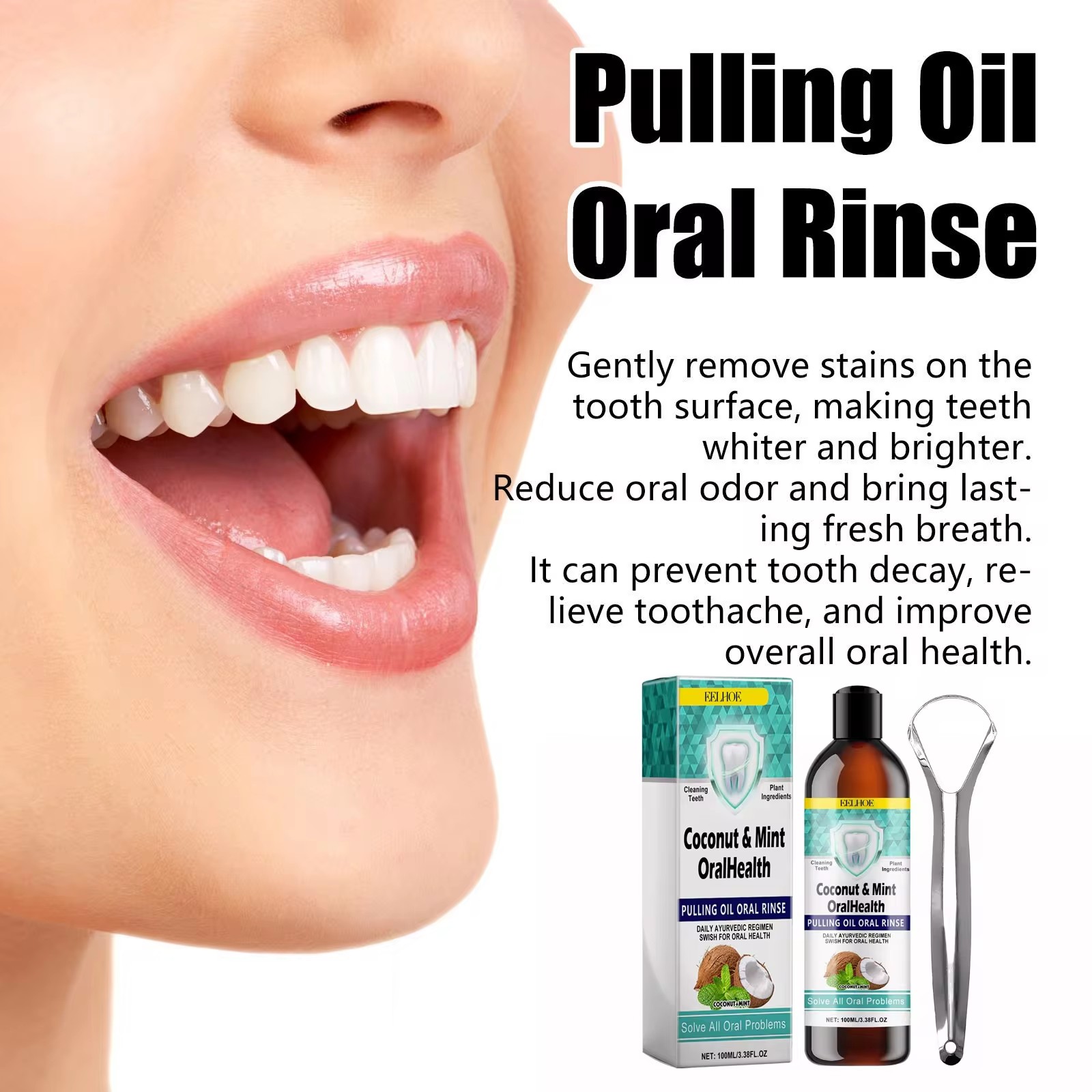 EELHOE Menta Olio di Cocco Tir - Teeth Whitening Oil Pulling recensione e prezzo